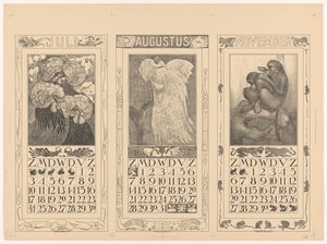 Kalenders voor juli, augustus en november 1910 door Theo van Hoytema