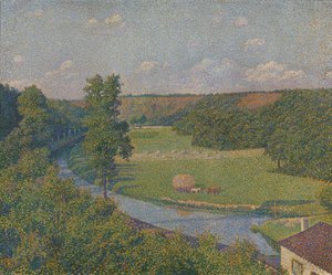 De vallei van de Samber door Théo van Rysselberghe