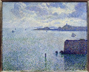 Zeilboten en estuarium door Théo van Rysselberghe