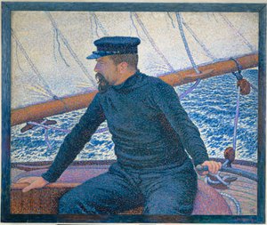 Signac sur son bateau (olieverf op doek)