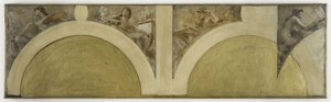 Schets voor de Salon des Arts van het Stadhuis van Parijs: De schilderkunst, de beeldhouwkunst, de architectuur, de gravure in taille douce, circa 1891 door Theobald Chartran
