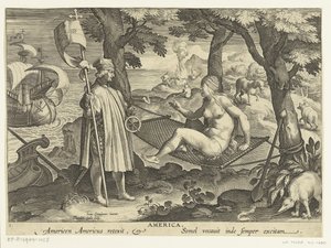 Amerigo Vespucci zet voet aan wal in Amerika