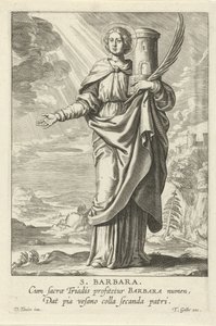 Heilige Barbara S. Barbara Vrouwelijke heiligen Speculum Illustratum Virginum (serie) door Theodoor Galle