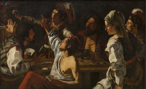 Kaart- en backgammonspelers. Ruzie over kaarten