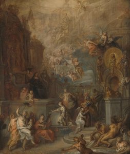 Allegorie van het afscheid van Willem III van Amalia van Solms na de overdracht van het regentschap aan de Staten-Generaal