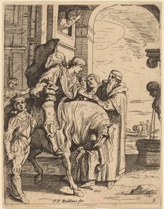 De verloren zoon neemt afscheid van zijn vader door Theodoor van Thulden after Sir Peter Paul Rubens