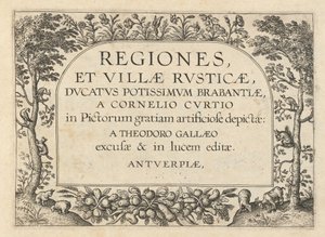 Titelpagina voor "Regiones et Villae Rusticae" door Theodor Galle