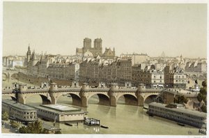 Île de la Cité en de Pont Neuf in Parijs door Theodor Josef Hubert Hoffbauer