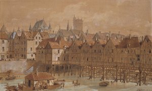 Het Grand Chatelet en de Pont aux Meuniers door Theodor Josef Hubert Hoffbauer