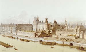 Het Louvre en het Hôtel du Petit-Bourbon in 1622 tijdens het bewind van Lodewijk XIII, 1885