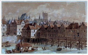 Uitzicht op de Meuniersbrug door Theodor Josef Hubert Hoffbauer