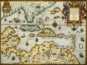 DeBry Kaart van Caribisch gebied  Florida1594 door Theodor de Bry
