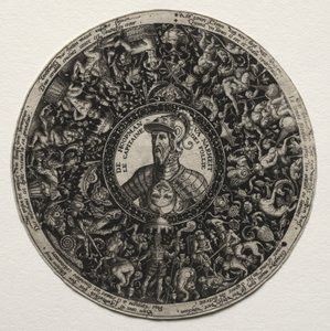 Ontwerp voor een schaal met medaillons door Theodor de Bry