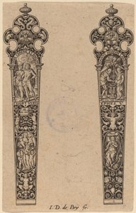 Ornament voor mesheft door Theodor de Bry