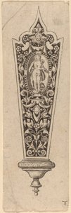 Ornament voor mesheft door Theodor de Bry