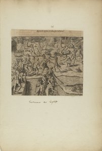 Quomodo Captivos in Reditu Suo Tractarint() (uit boek, Americae, deel drie) door Theodor de Bry