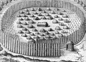 Dorp van de Timucua-indianen door Theodor de Bry