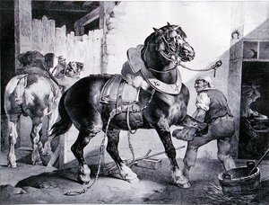 De Smidse (litho) door Theodore (after) Gericault