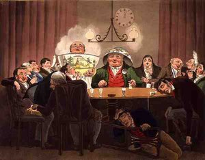 Nieuwjaarsmorgen: De Oude Vertrekt en de Nieuwe Komt Binnen, gegraveerd door G. Hunt (kleur litho)