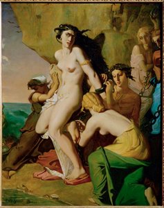 Andromede attachee au rocher par les Nereides - Andromeda vastgeketend aan de rots door de zeemeerminnen ... door Théodore Chassériau