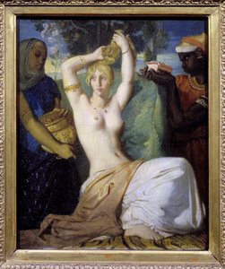 De toilet van Esther of Esther die zich opmaakt om aan de koning van Perzië Assuerus 1e (Xerxes 1e) te worden gepresenteerd door Théodore Chassériau
