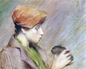 Suzanne Hoschedé met een konijn, 1891 door Theodore Earl Butler