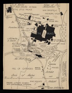 Kaart van Knossos gebouwen rondom het paleis, circa 1903 door Theodore Fyfe