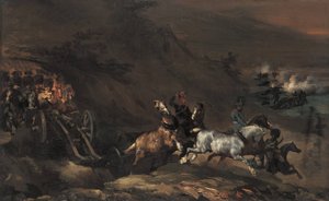 Oprukkende artillerie door Theodore Gericault