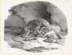 Paard dat door een leeuw wordt verslonden (A Horse Being Devoured by a Lion) door Theodore Gericault