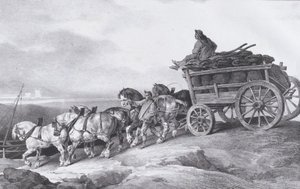 Kolenkarren getrokken door paarden (1822) door Theodore Gericault