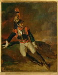 Cuirassier blesse, schets ... door Theodore Gericault