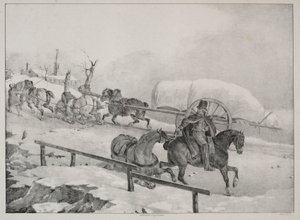 Vier Diverse Onderwerpen: Wagen die een Heuvel Beklimt door Theodore Gericault