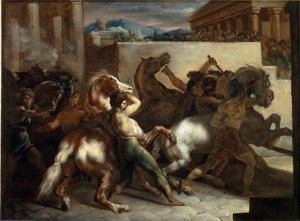 Vrije paardenrennen in Rome door Theodore Gericault