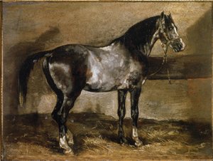 Grijs paard bij de Ratelier door Theodore Gericault