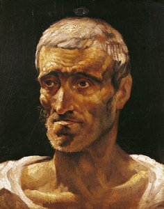 Hoofd van een schipbreukeling, studie voor het Vlot van Medusa, 1817-19