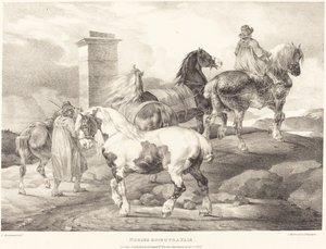 Paarden Gaan naar een Kermis door Theodore Gericault