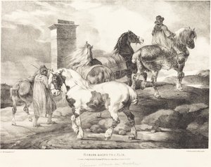 Paarden Gaan naar een Kermis door Theodore Gericault