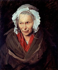 De Hyena van de Salpetriere of monomaan van jaloezie Portret van een oude vrouw die lijdt aan een psychische aandoening door Theodore Gericault