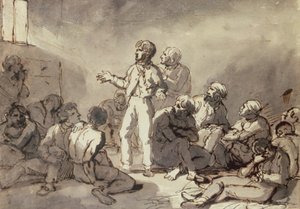 Gevangenen in een cel door Theodore Gericault