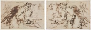 Blad met Schetsen (recto) Blad met Schetsen (verso) door Theodore Gericault