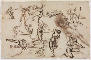 Blad met Schetsen (verso) door Theodore Gericault
