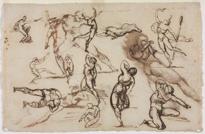 Blad met schetsen (verso) door Theodore Gericault