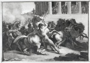 Studie voor de race van de barbaarse paarden door Theodore Gericault