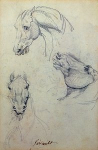 Drie paardenhoofden door Theodore Gericault