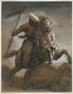 Turkse cavalerist in gevecht, ca. 1818 door Theodore Gericault