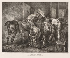 Verschillende onderwerpen getekend uit het leven en op steen: De Engelse hoefsmid, 1821 door Theodore Gericault