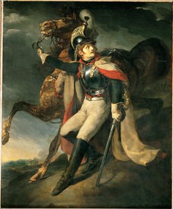 Gewonde dragonder verlaat kruisvuur ... door Theodore Gericault