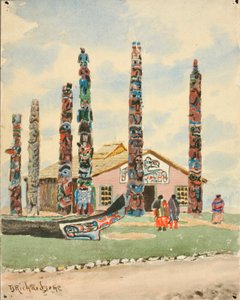 Alaska Gebouw met Totems op St. Louis Exposition