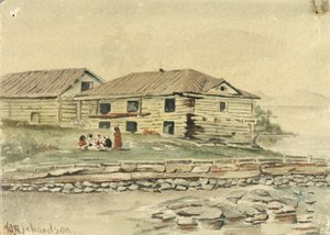 Gebouwen gaan te gronde, Alaska, 1884 door Theodore J. Richardson