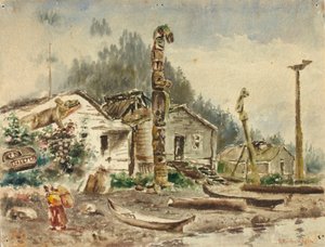 Uitzicht op Wrangell, Alaska, in 1884